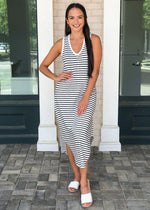 Z Supply Reverie Striped Midi Dress - Black/White-Hand In Pocket