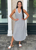 Z Supply Reverie Striped Midi Dress - Black/White-Hand In Pocket