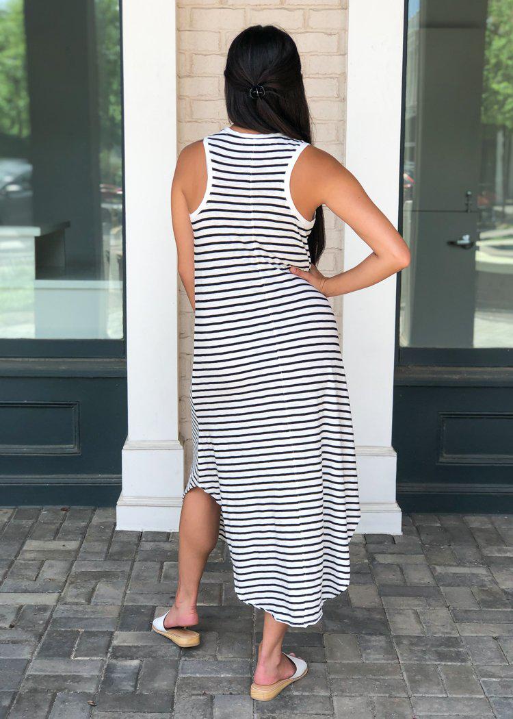 Z Supply Reverie Striped Midi Dress - Black/White-Hand In Pocket