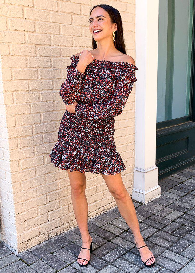 Dita Smocked Waist Off Shoulder Mini Dress-Hand In Pocket