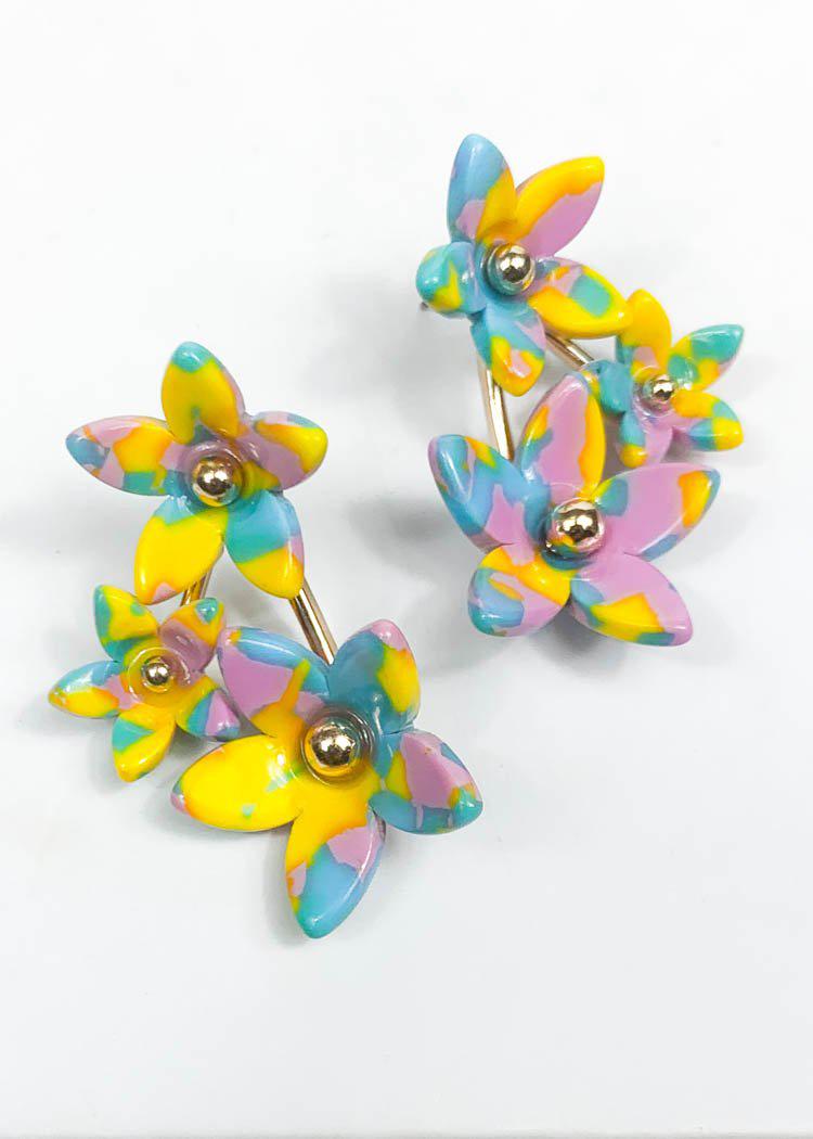Saipan Floral Drop Earrings- Lilac/Multi-Hand In Pocket