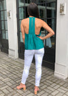 Frnch Carvi Halter Style Double Strap Detail Top - Emerald ***FINAL SALE***-Hand In Pocket