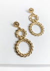 Jarvis Gold Double Drop Hoops-Hand In Pocket