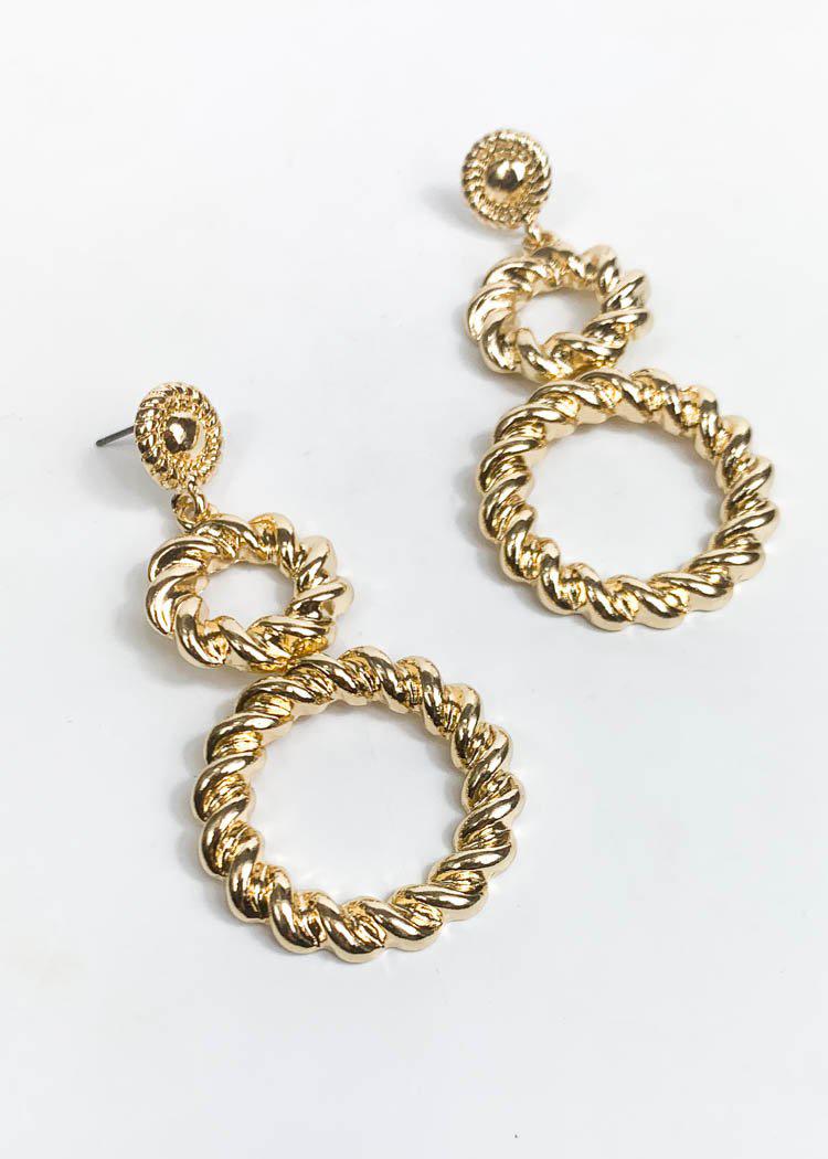 Jarvis Gold Double Drop Hoops-Hand In Pocket