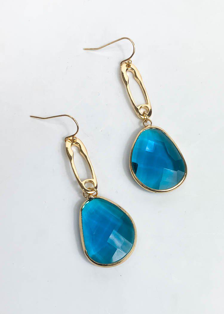 Tinian Jeweled Drop Earring - Turquoise-Hand In Pocket