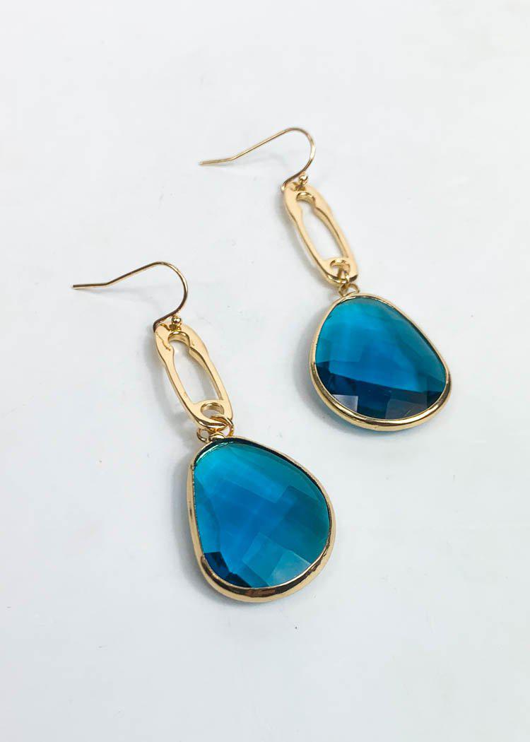 Tinian Jeweled Drop Earring - Turquoise-Hand In Pocket