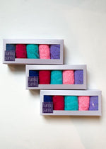 Hanky Panky 5 pack Lowrise Thongs-Cobalt, Magenta, Turquoise, Neon Pink, and Purple-Hand In Pocket