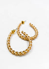 Gold Twisted Teardrop Hoop Earrings-Hand In Pocket