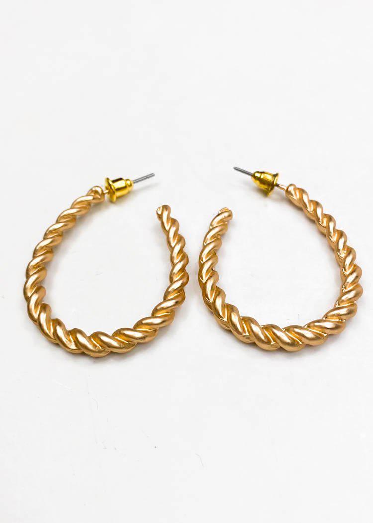 Gold Twisted Teardrop Hoop Earrings-Hand In Pocket