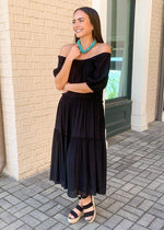 Maddox Convertible Tiered Off Shoulder Maxi-Hand In Pocket