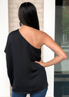 Teagan One Shoulder Blouse - Black-Hand In Pocket