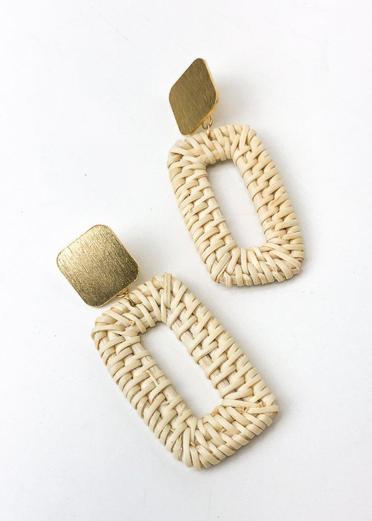 Las Brisas Woven and Metal Drop Earring - Natural-Hand In Pocket