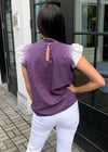 THML Ambergris Flutter Sleeve Top- Purple-Hand In Pocket