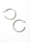 Hoop la 40mm Brushed Hoop - Silver-Hand In Pocket