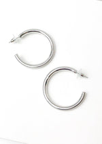 Hoop la 40mm Brushed Hoop - Silver-Hand In Pocket