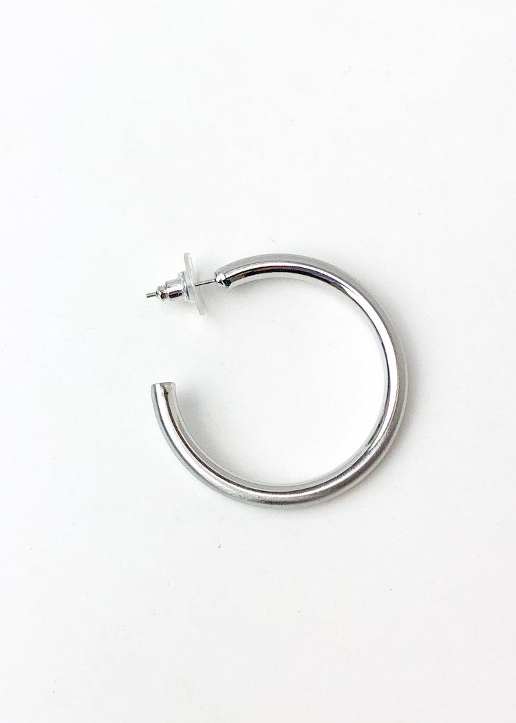 Hoop la 40mm Brushed Hoop - Silver-Hand In Pocket