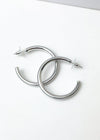 Hoop la 40mm Brushed Hoop - Silver-Hand In Pocket