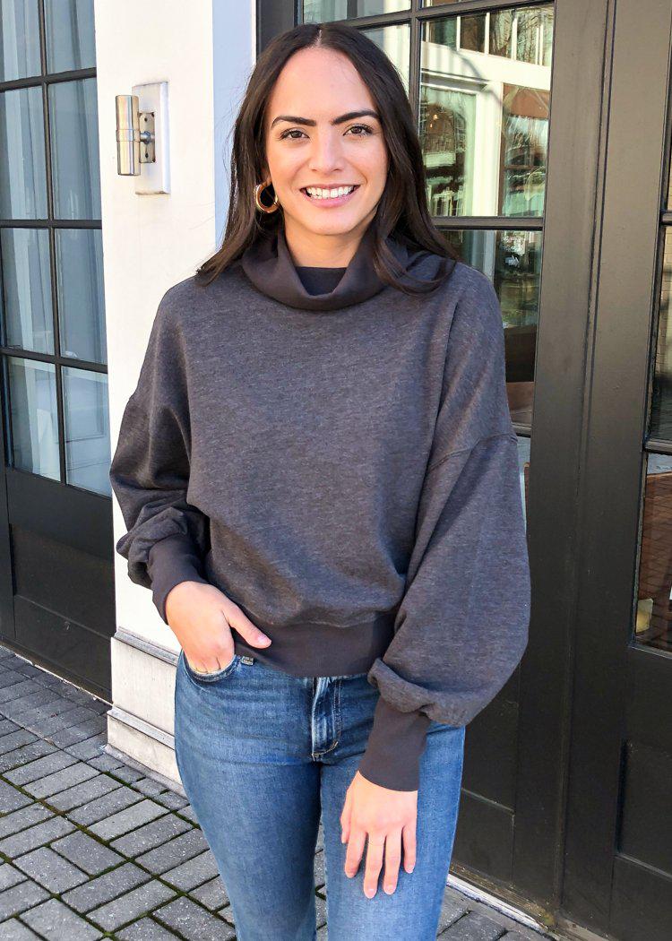 Z Supply Ellis Mock Neck Pullover-Hand In Pocket