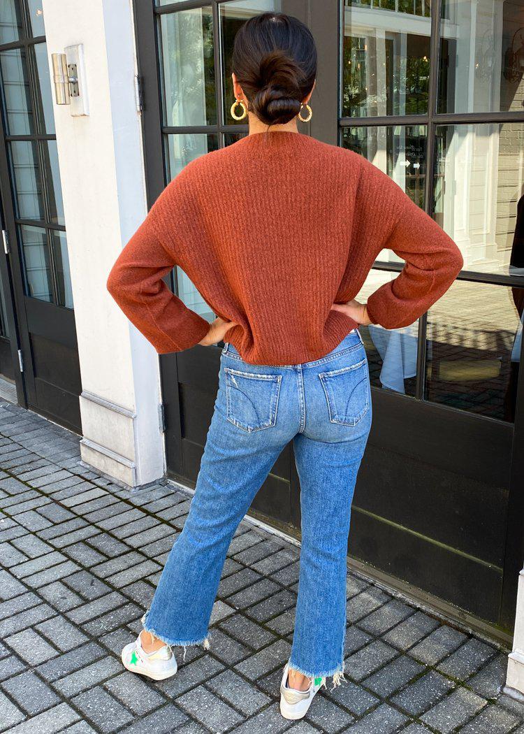 Alexis Mock Neck Ribbed Sweater- Brick ***FINAL SALE***-Hand In Pocket