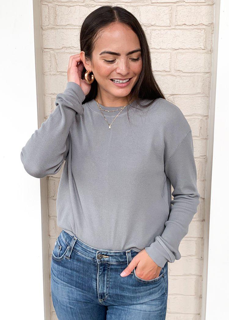 Bobi Essentials Cropped Long Sleeve Thermal-Hand In Pocket