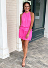 Cassidy Halter Romper- Pink-Hand In Pocket