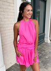 Cassidy Halter Romper- Pink-Hand In Pocket