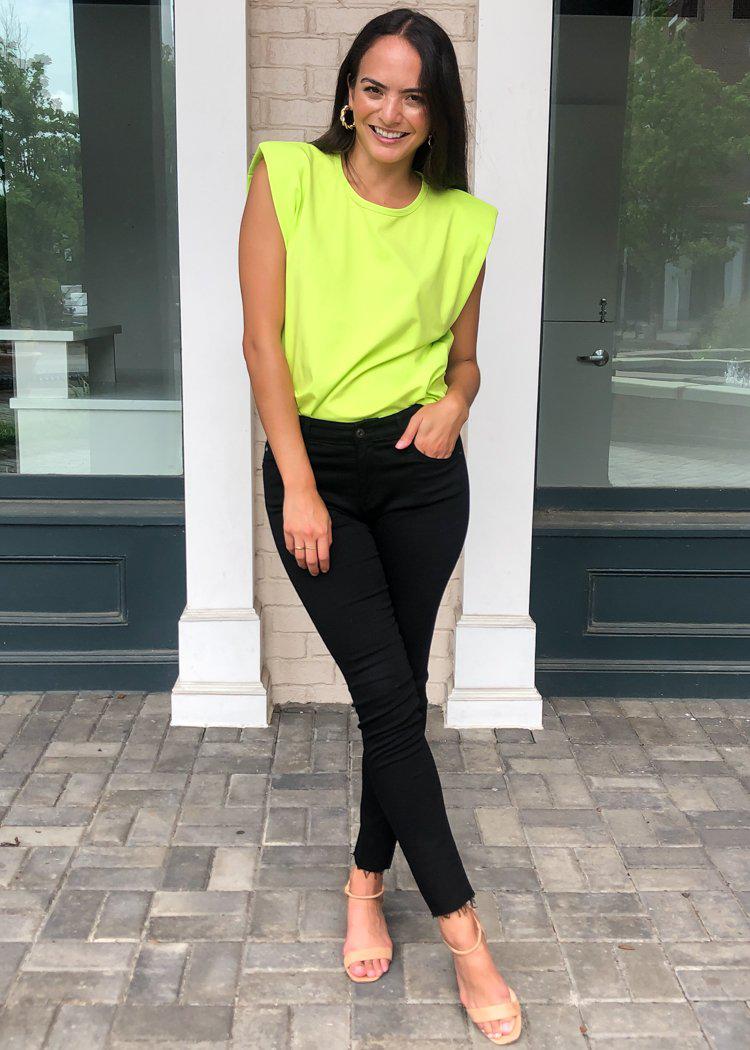 Vida Triangle Tee-Neon Yellow-Hand In Pocket