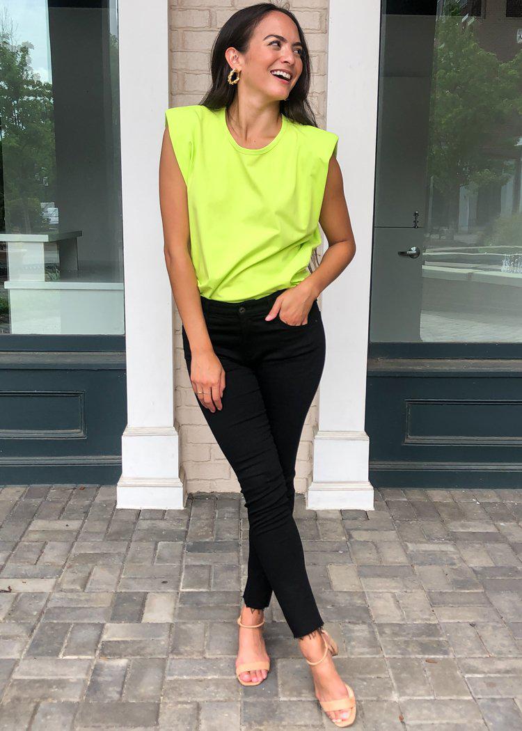 Vida Triangle Tee-Neon Yellow-Hand In Pocket