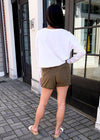 Bobi Slub Drawstring Short - Grenade ***FINAL SALE***-Hand In Pocket