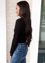 Bobi Essential Long Sleeve Mock Neck Top-Hand In Pocket