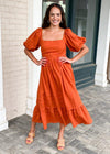 ASTR the Label Arizona Puff Sleeve Open Back Dress-***FINAL SALE***-Hand In Pocket