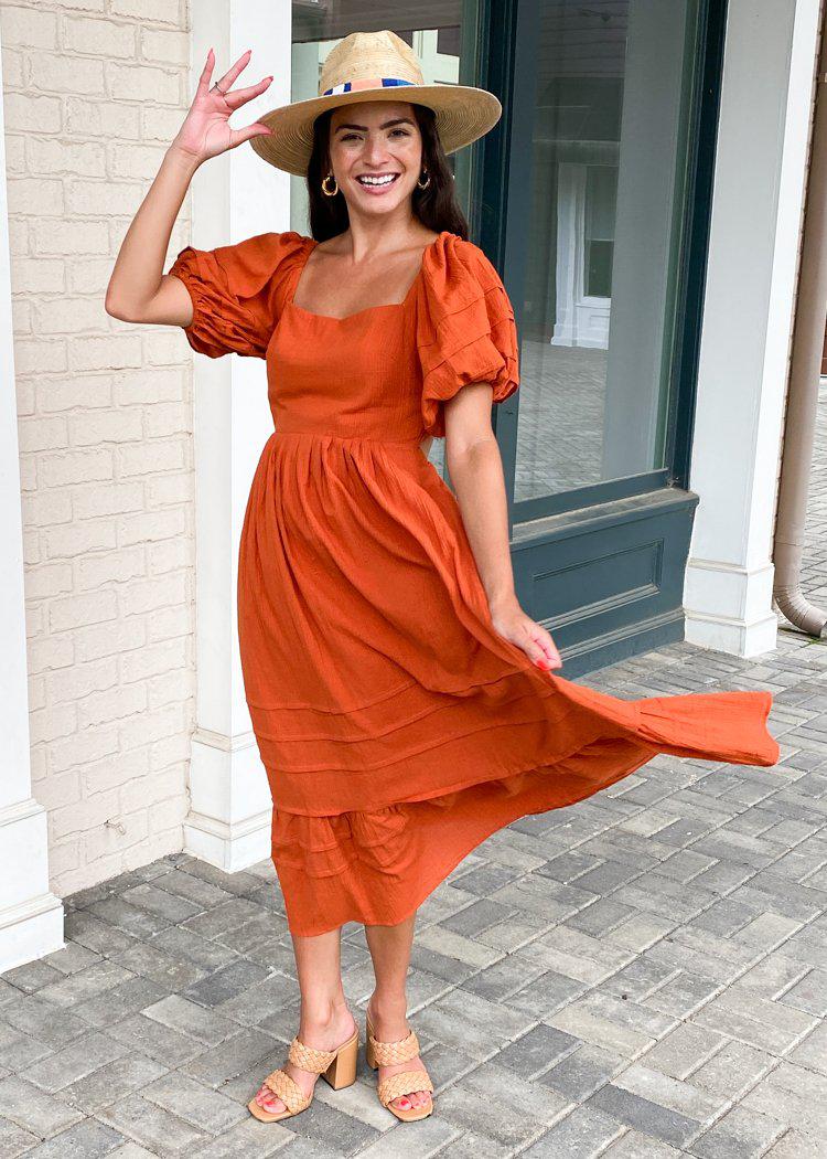 ASTR the Label Arizona Puff Sleeve Open Back Dress-***FINAL SALE***-Hand In Pocket