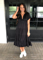 Karlie Catalina Tiered Midi Dress-Black-Hand In Pocket