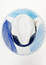 Palma Plumas Blue on White Hat-Hand In Pocket