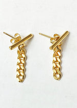 Bar and Chain Earring - Gold-Hand In Pocket