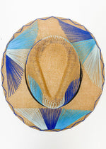 Palma Cuadri Maguey Ambianco Blue on Tan Hat-Hand In Pocket