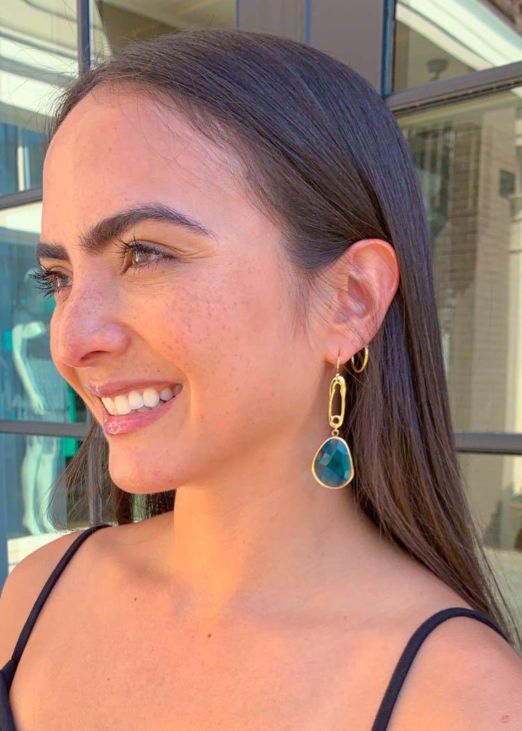 Tinian Jeweled Drop Earring - Turquoise-Hand In Pocket