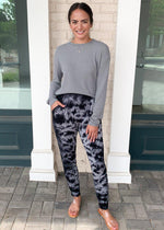 Bobi Tie Dye Joggers- Grey/Black-Hand In Pocket