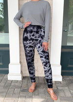 Bobi Tie Dye Joggers- Grey/Black-Hand In Pocket