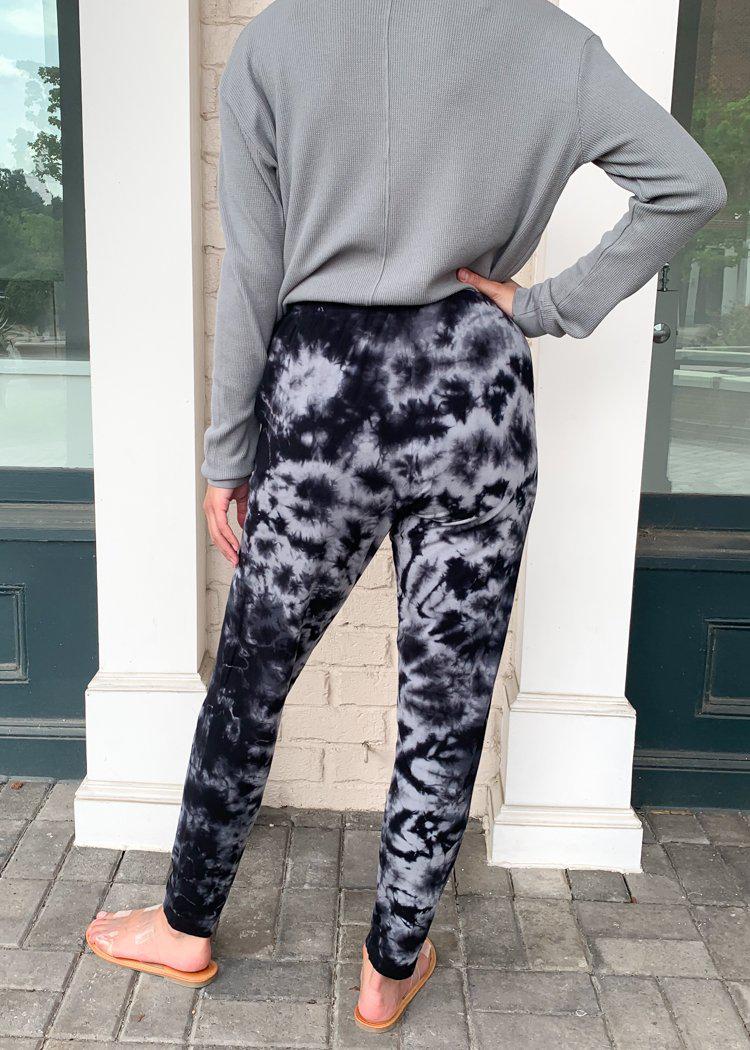 Bobi Tie Dye Joggers- Grey/Black-Hand In Pocket