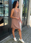 Bobi Scoop Neck Henley Tank Dress - Java-Hand In Pocket