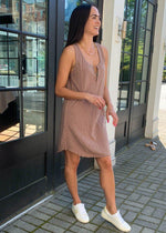 Bobi Scoop Neck Henley Tank Dress - Java-Hand In Pocket