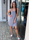 Bobi Scoop Neck Henley Tank Dress - Overcast-Hand In Pocket