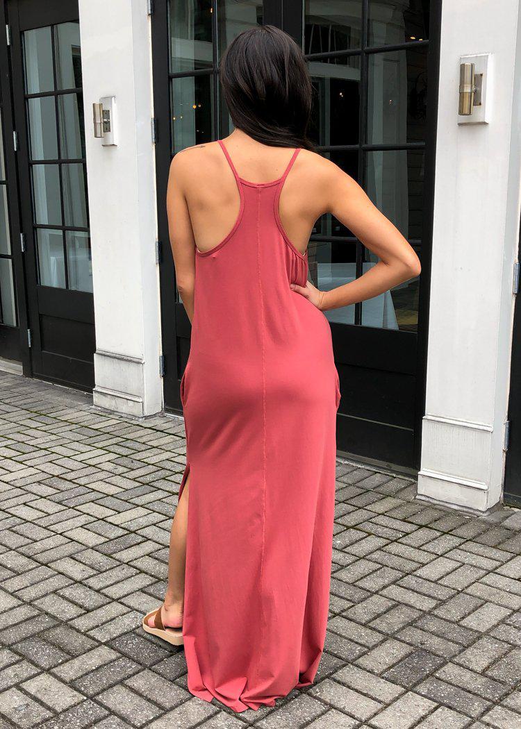 Bobi Racerback Tank Maxi Dress- Canyon-Hand In Pocket