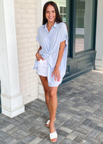 Harper Button Down Tunic/Dress -Lt. Chambray-Hand In Pocket