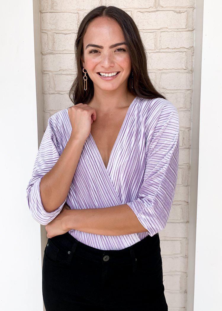 Karlie Short Sleeve Velvet Bodysuit ***FINAL SALE***-Hand In Pocket
