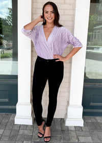Karlie Short Sleeve Velvet Bodysuit ***FINAL SALE***-Hand In Pocket