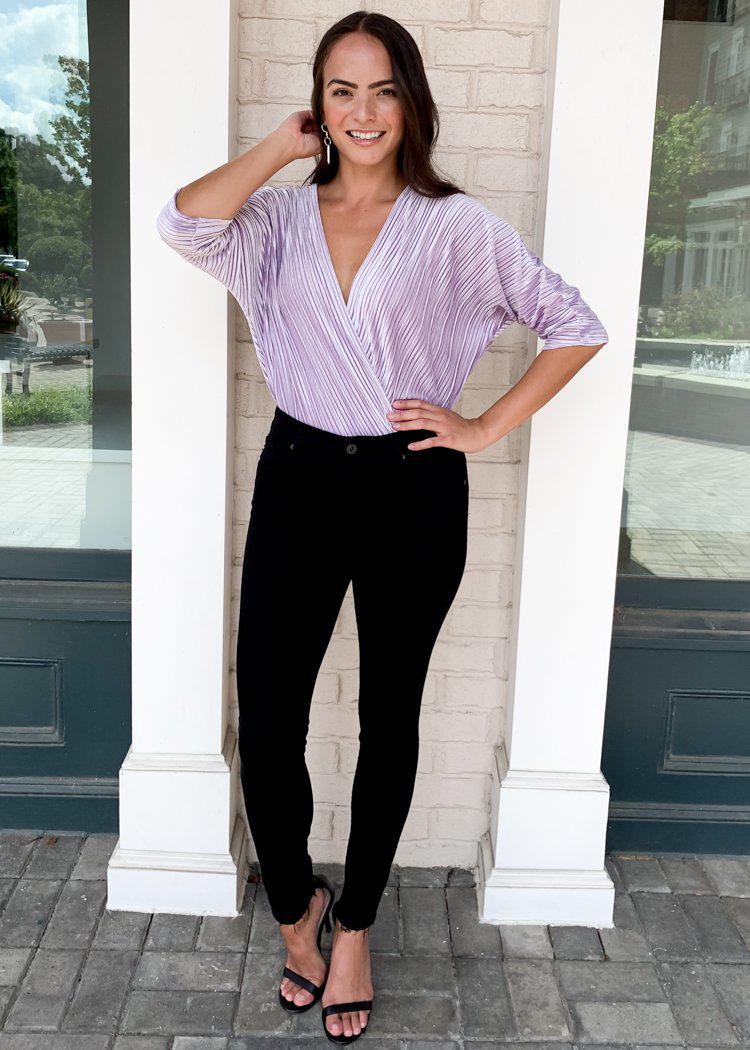 Karlie Short Sleeve Velvet Bodysuit ***FINAL SALE***-Hand In Pocket