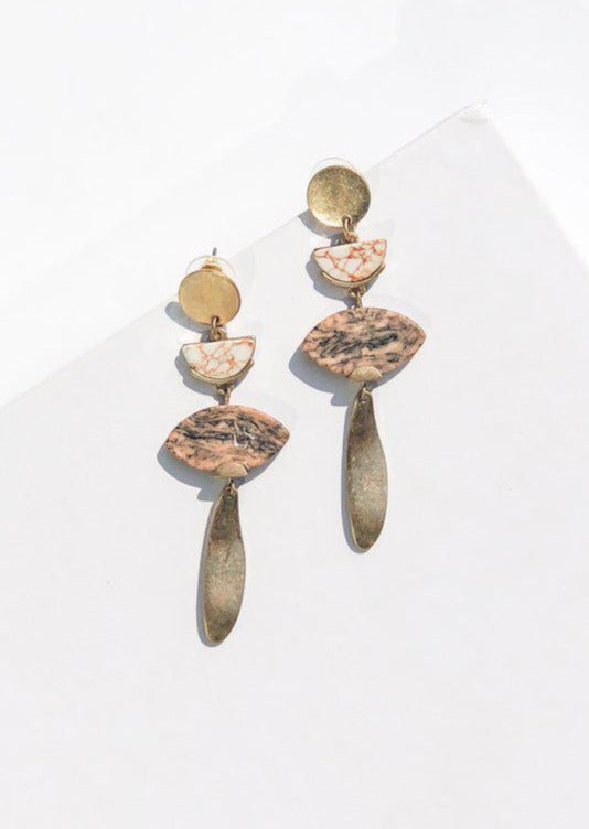 Matlacha Stone and Metal Drop Earrings-Hand In Pocket