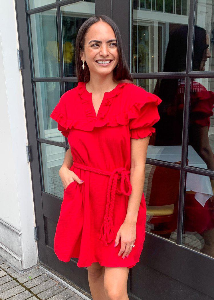 Zicatela Ruffle Trim Gauze Dress-***FINAL SALE***-Hand In Pocket